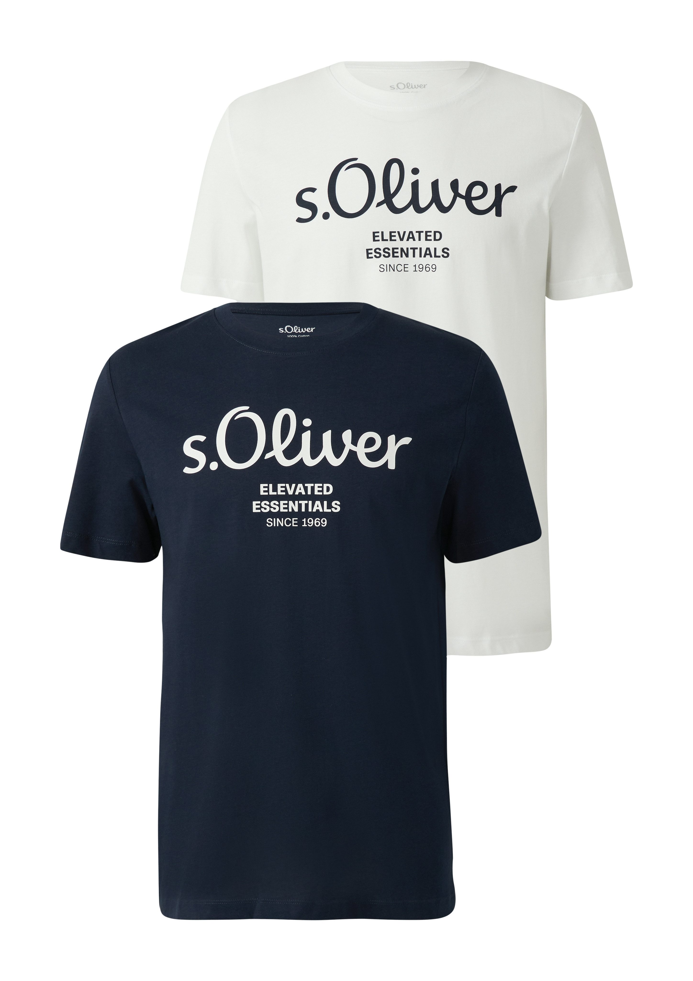 s.Oliver T-Shirt (2-tlg) mit großen Logo-Print, günstig online kaufen