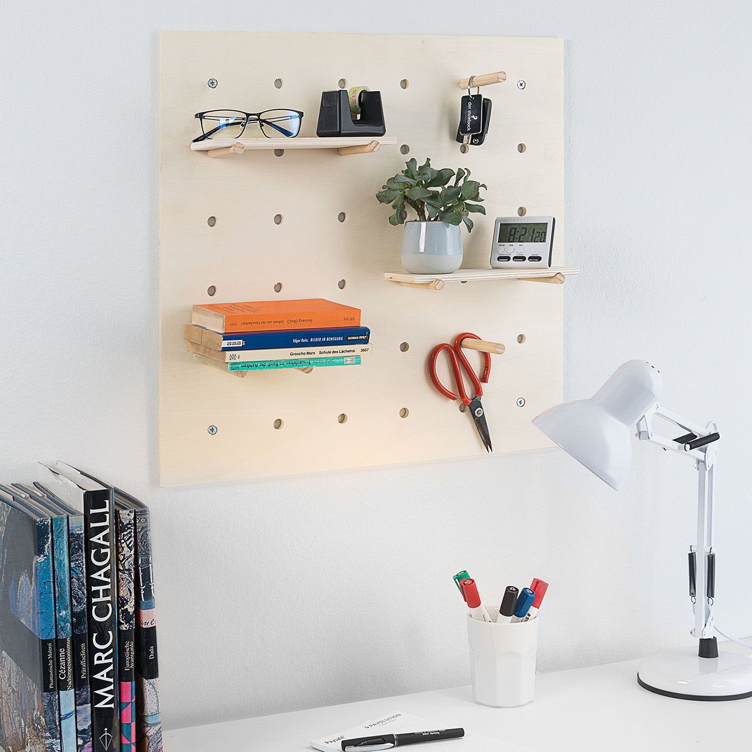 Goods+Gadgets Wandregal Goods+Gadgets Wandregal Pegboard – Werkzeugwand & Stecktafel Organizer, Werkzeugwand, Kreatives Stecktafel Ordnungssystem – Bild 4 von 5