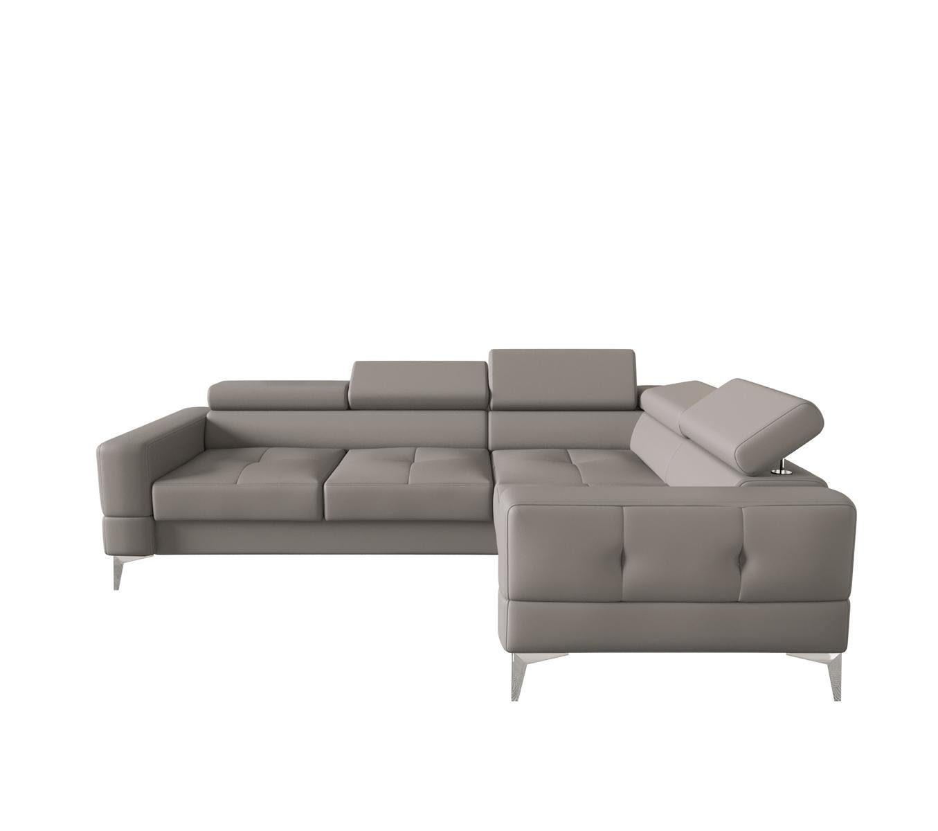 JVmoebel Ecksofa Multifunktion Sofa Couch Eckpolsterung Wohnzimmer L-Form, Made in Europe Grau