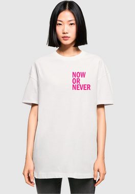 Merchcode T-Shirt Merchcode Damen Ladies Now Or Never Oversized Boyfriend Tee (1-tlg)