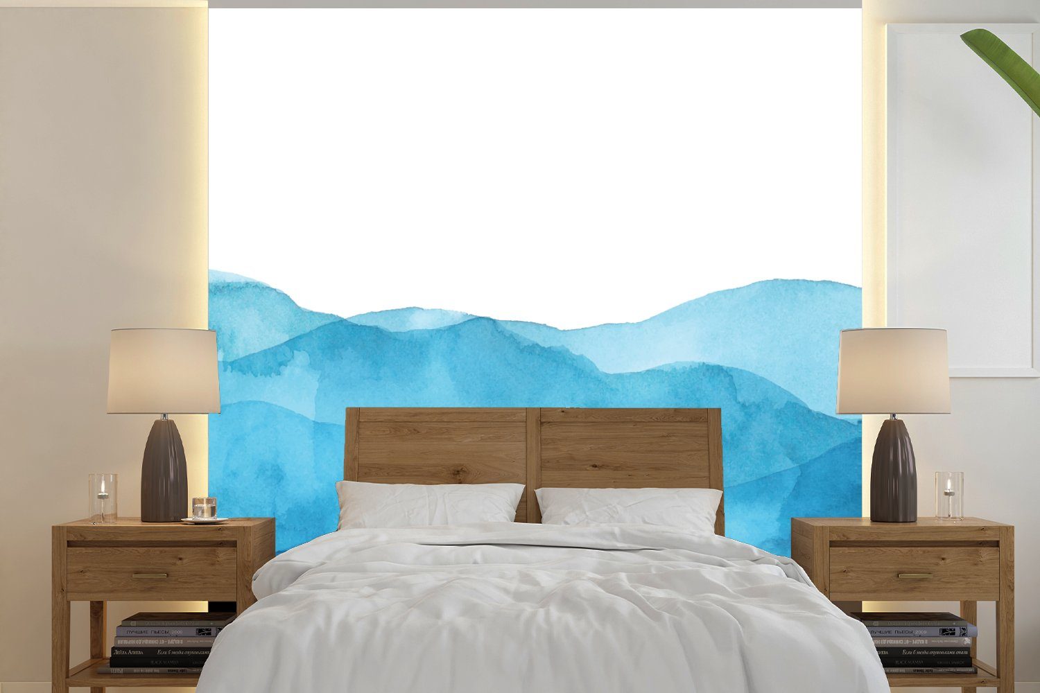 MuchoWow Fototapete Meer - Wellen Schlafzimmer für (4 - Matt, Küche, Aquarell, Fototapete Vliestapete St), bedruckt, Wohnzimmer