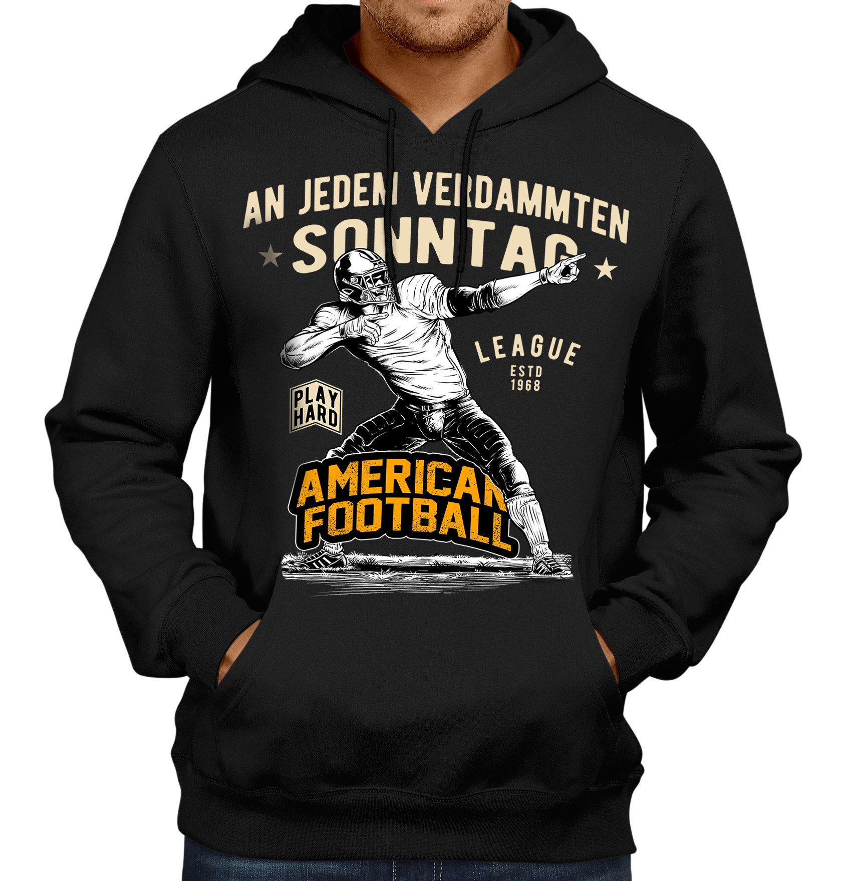 LOBO NEGRO® Kapuzensweatshirt Hoodie für American Football Fans: An jedem verdammten Sonntag