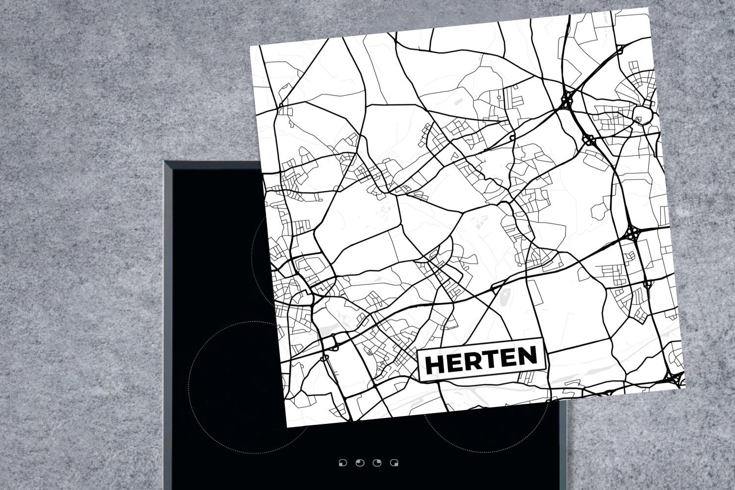 tlg), Hirsche (1 cm, Karte MuchoWow für Vinyl, 78x78 - Stadtplan, Ceranfeldabdeckung, - Herdblende-/Abdeckplatte küche Arbeitsplatte