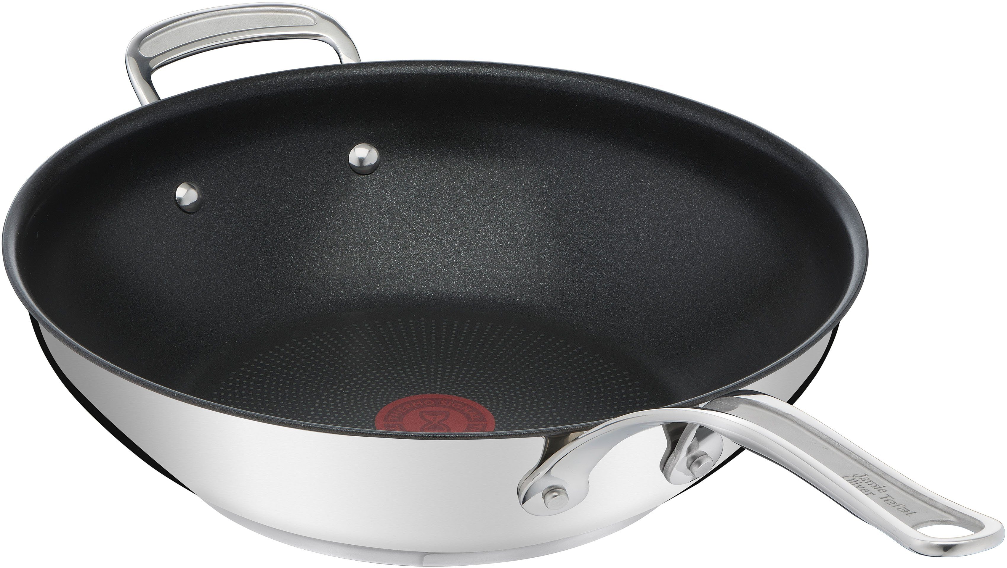Tefal Wok Jamie Oliver Cook's Classic, Wokpfanne Induktion, Edelstahl (1-tlg), Thermo-Signal bei idealer Brattemperatur, Antihaftversiegelung