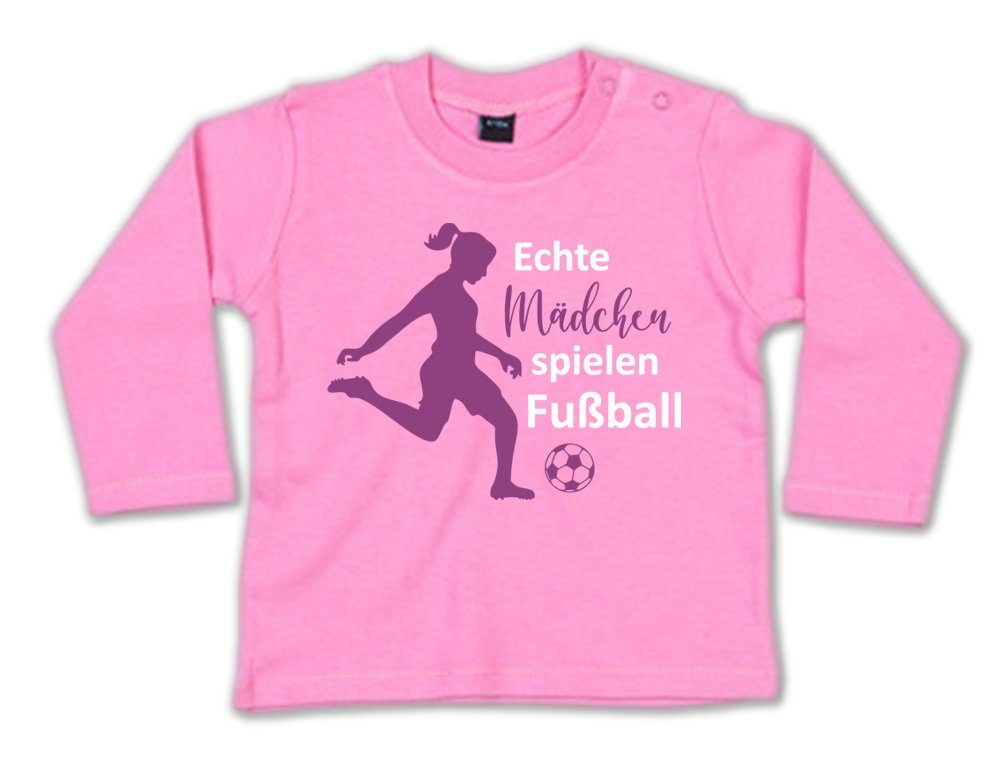 Ggraphics Longsleeve Echte Mädchen spielen Fußball Baby Sweater, Baby