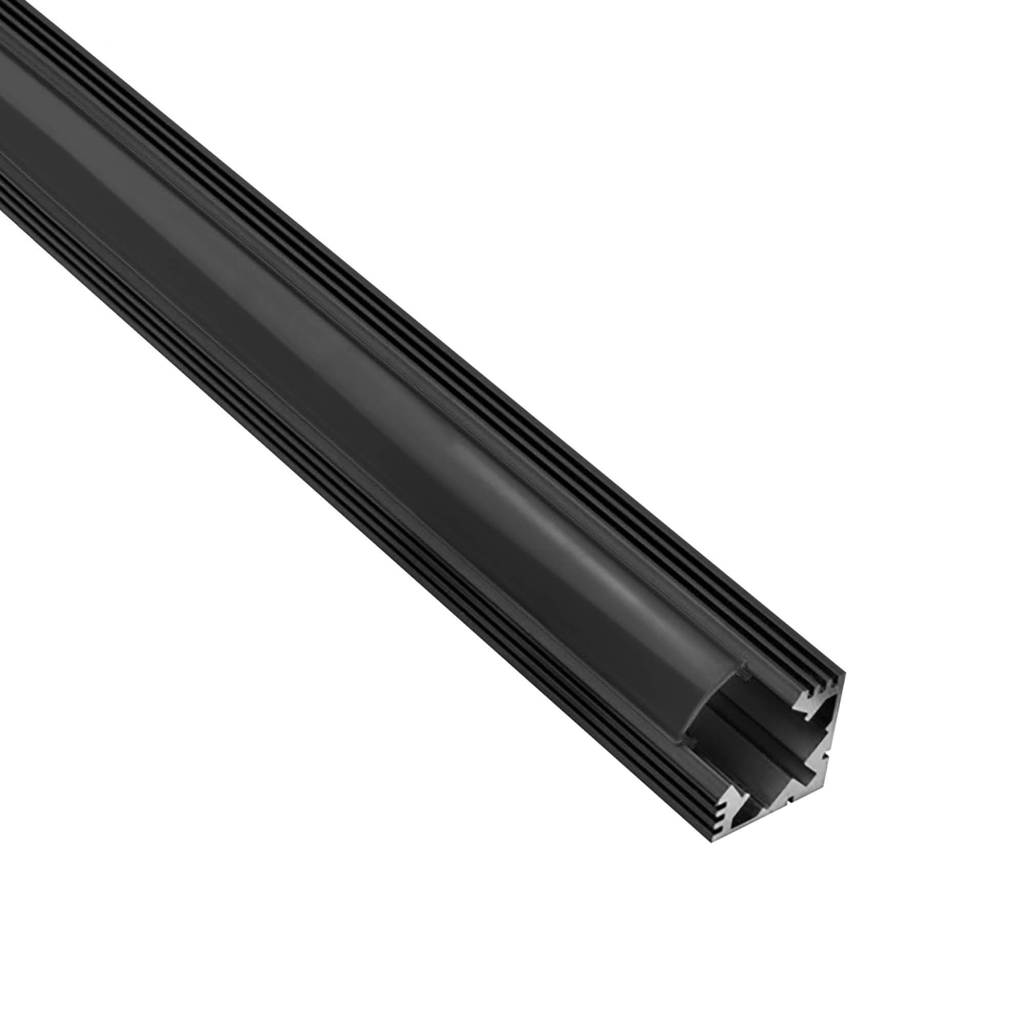 tktrading24 LED-Stripe-Profil A19 LED Profil Schwarz mit Abdeckung - Premium Eckprofil 90°
