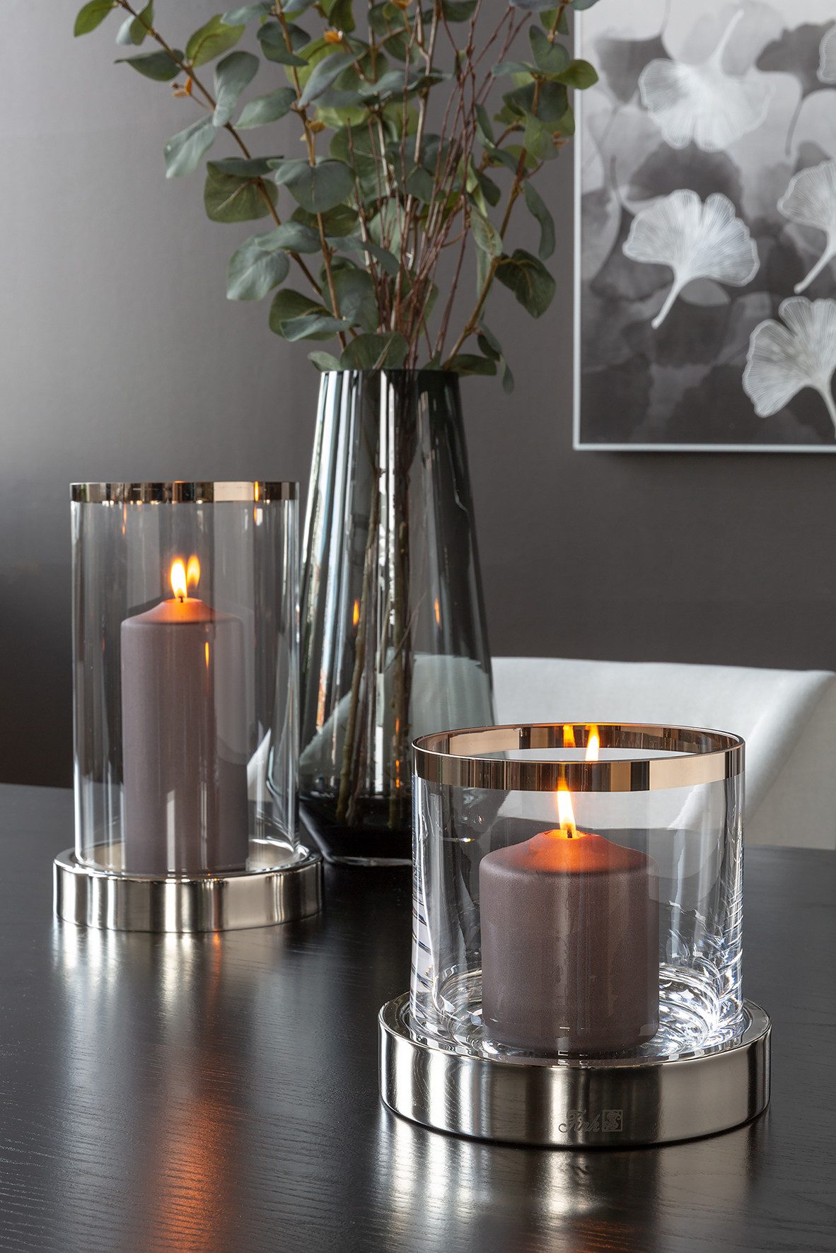 Fink Windlicht EMPIRE, Kerzenhalter, Dekoglas, elegantes Design (1 St., besondere Geschenkidee, die in jedes Wohnambiente passt), in hochwertiger Qualität mit Platinumauflage und mundgbelasenem Glas