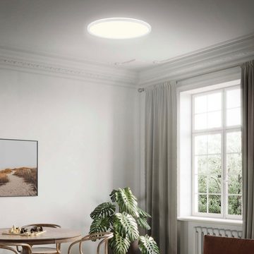 Briloner Leuchten LED Deckenleuchte 7157416 SLIM, LED fest integriert, Neutralweiß, Deckenlampe, 42x2,9cm, Weiß, 22W, Wohnzimmer, Schlafzimmer, Küche