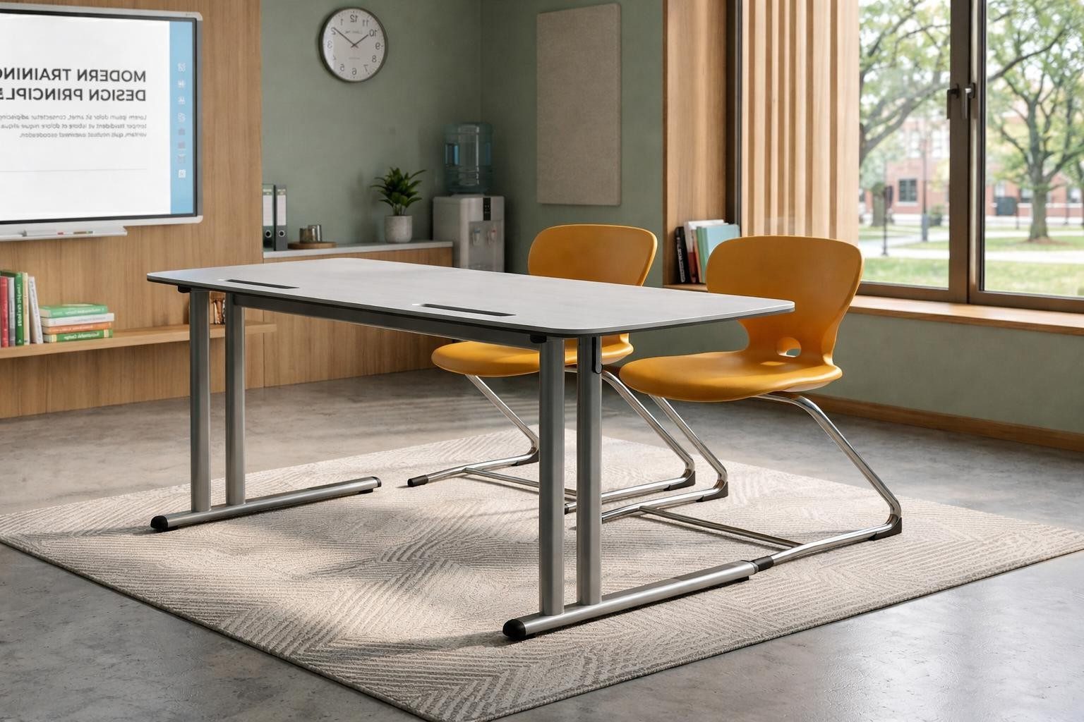 Xlmoebel Schreibtisch Ergonomische Schulbank mit modernen Stühlen für optimales Lernen (Set, Schulbank mit Stühlen), Made in Europa