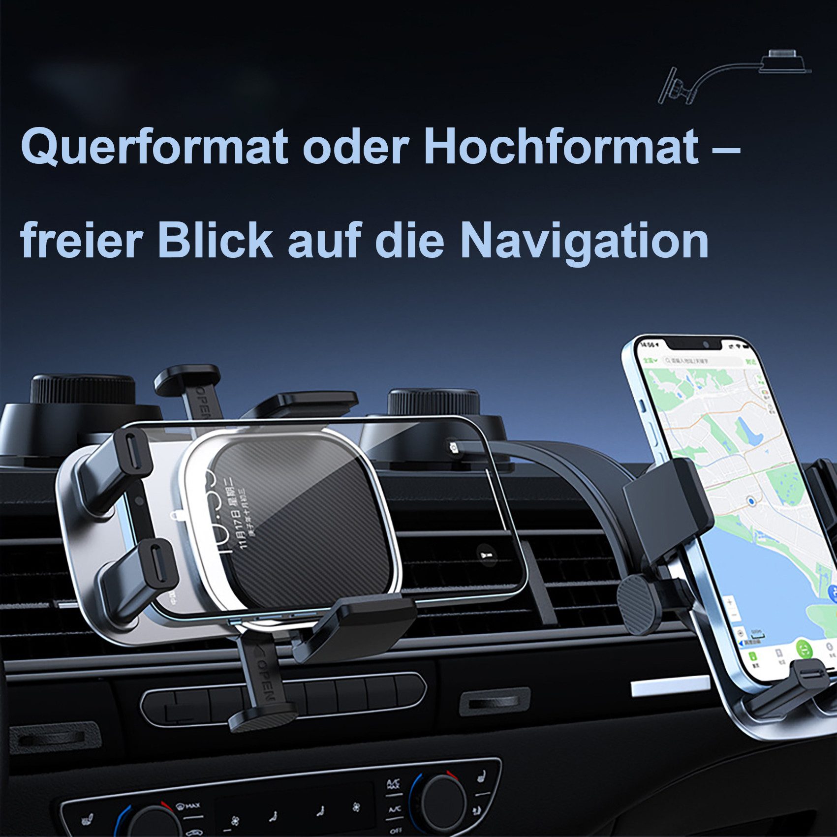 OYLCDI Smartphone-Halterung 2 in1 Magnetische Handyhalterung Auto,MagSafe-kompatibel, (Magnet & Klemmhalterung, Memory-Metall Schwanenhals, Vibrationsfrei,1,8 k – Bild 5 von 5