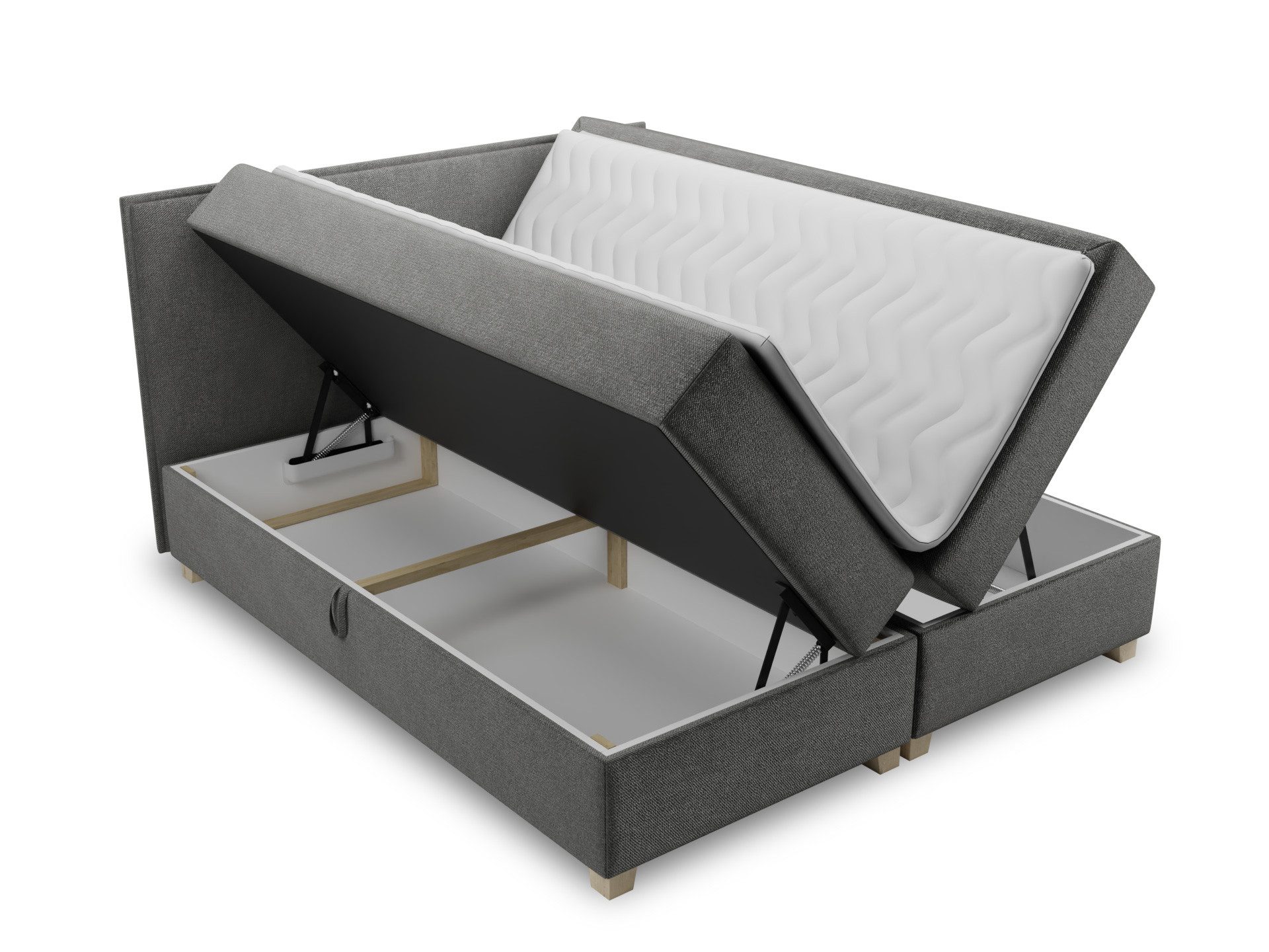 Sofnet Boxbett Fren (mit zwei Bettkästen, Bonell-Matratze und Topper), Doppelbett, Polsterbett mit Kopfteil, Boxspringbett