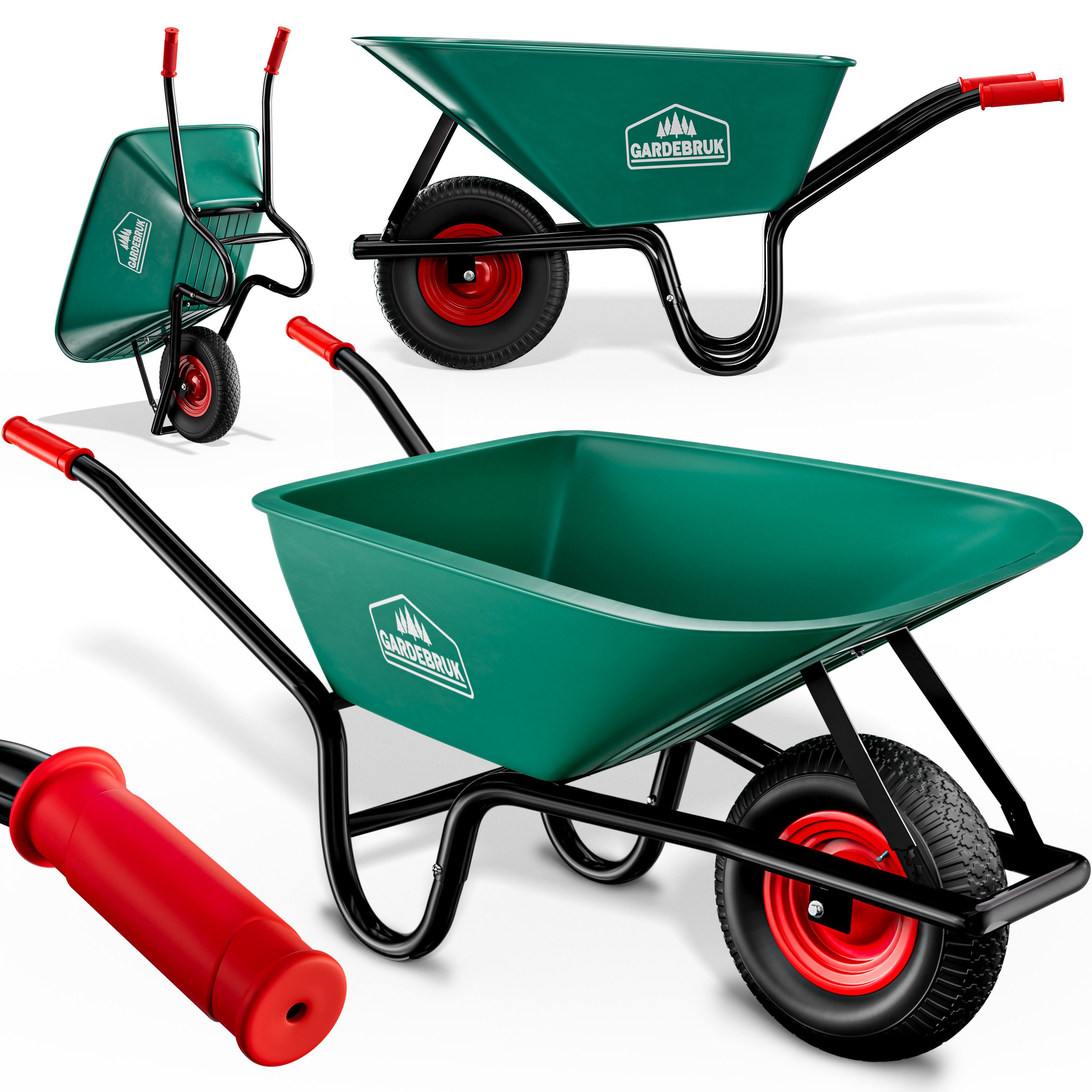 Gardebruk Schubkarre, 100 Liter Bauschubkarre Gartenschubkarre bis 250kg Belastbarkeit