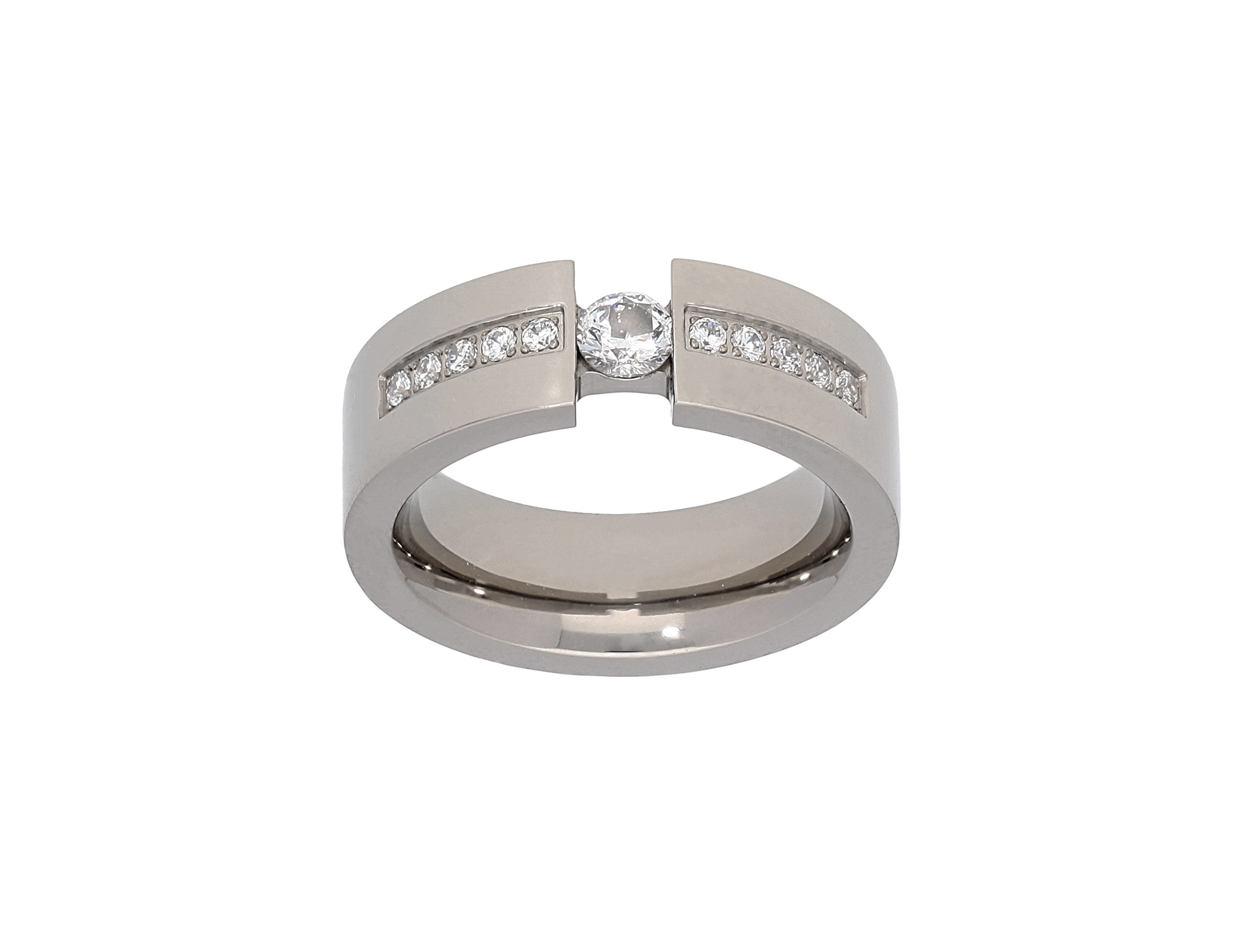 TITANIA Fingerring Titanring, mit Zirkonia
