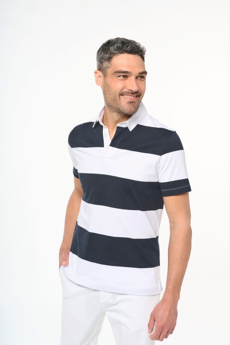 Kariban Poloshirt Gestreiftes Polohemd mit kurzen Ärmeln, Unisex