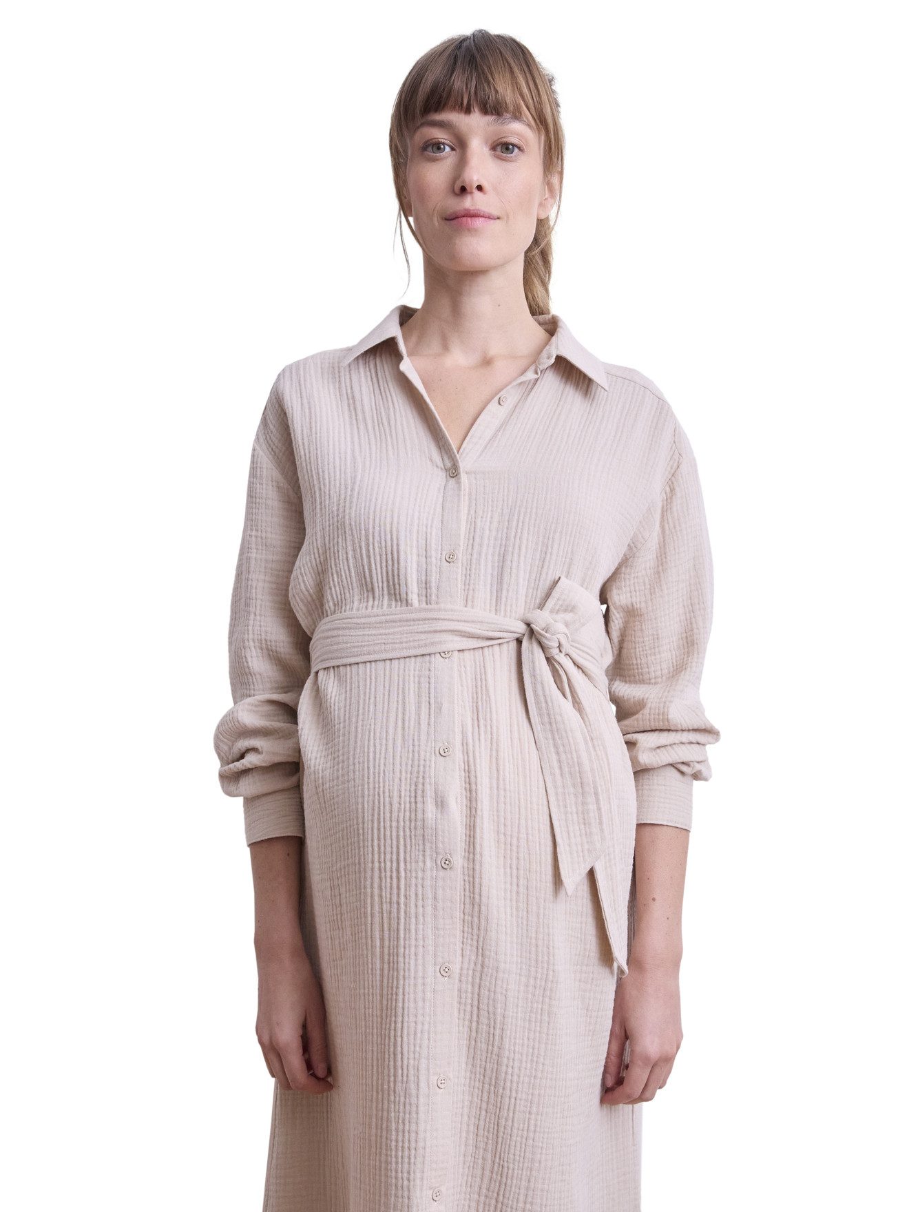 Maxikleid Hemdblusenkleid aus Musselin, Schwangerschaft