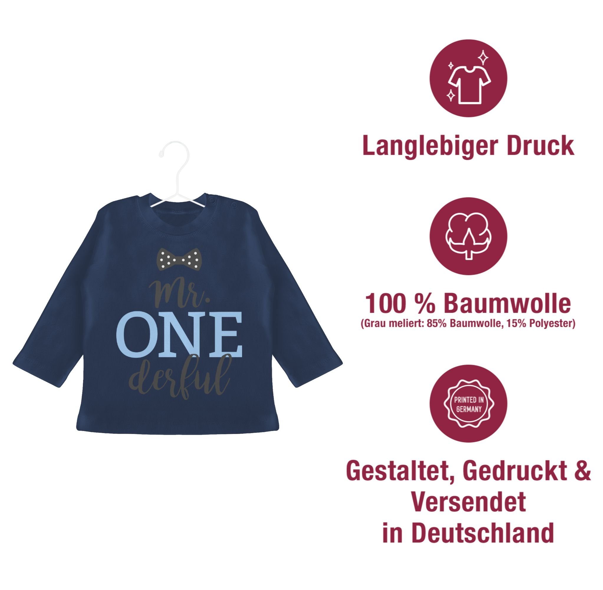 2 Geburtstag T-Shirt Derful One Blau Navy Shirtracer Mr. 1.