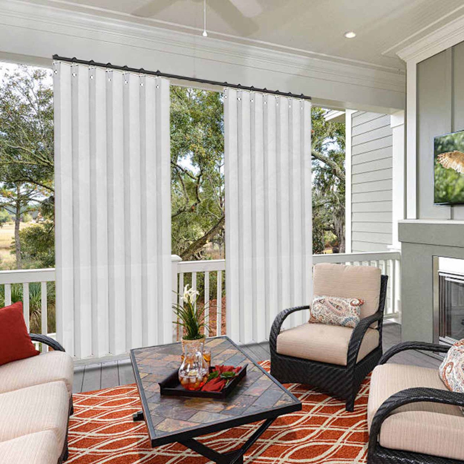 BTTO V&G Lamellenvorhang Faltenvorhänge Vertikale Wasserdicht Terrassenvorhang Kabellose Paneel, Duschvorhang Wasserdicht Thermovorhänge Kräuselband mit Haken