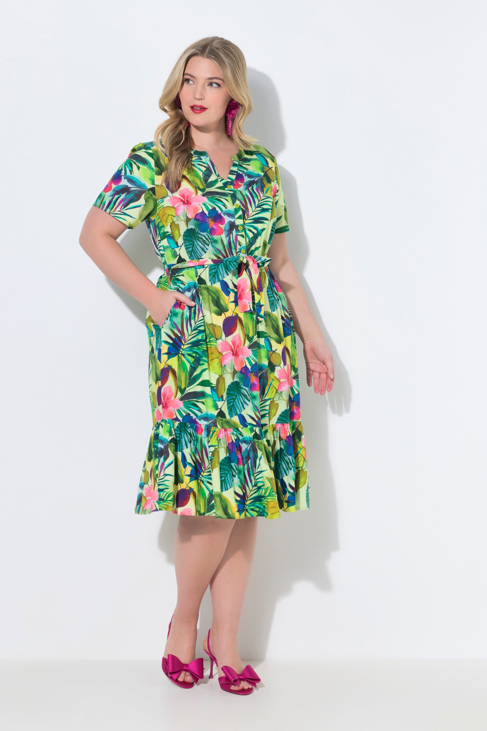 MIAMODA Jerseykleid Kleid A-Linie Italien-Muster Saumvolant