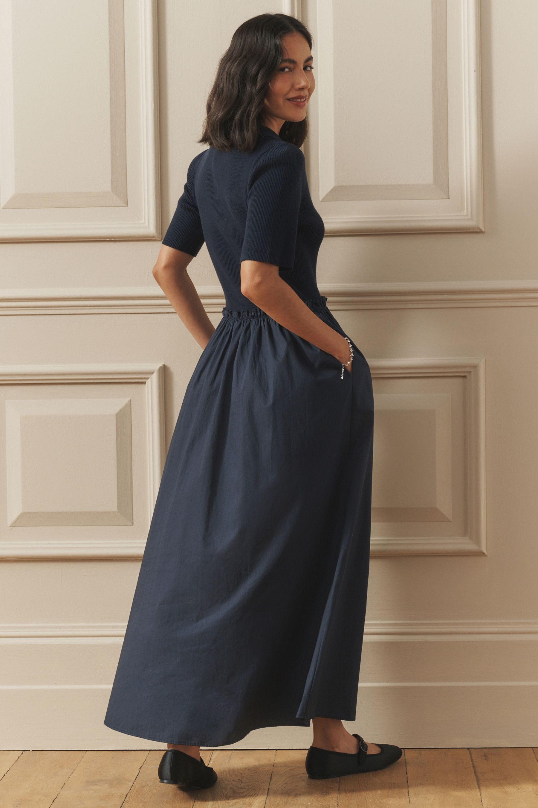 LAURA ASHLEY Druckkleid Laura Ashley 2-in-1-Polokleid mit Baumwollrock (1-tlg)