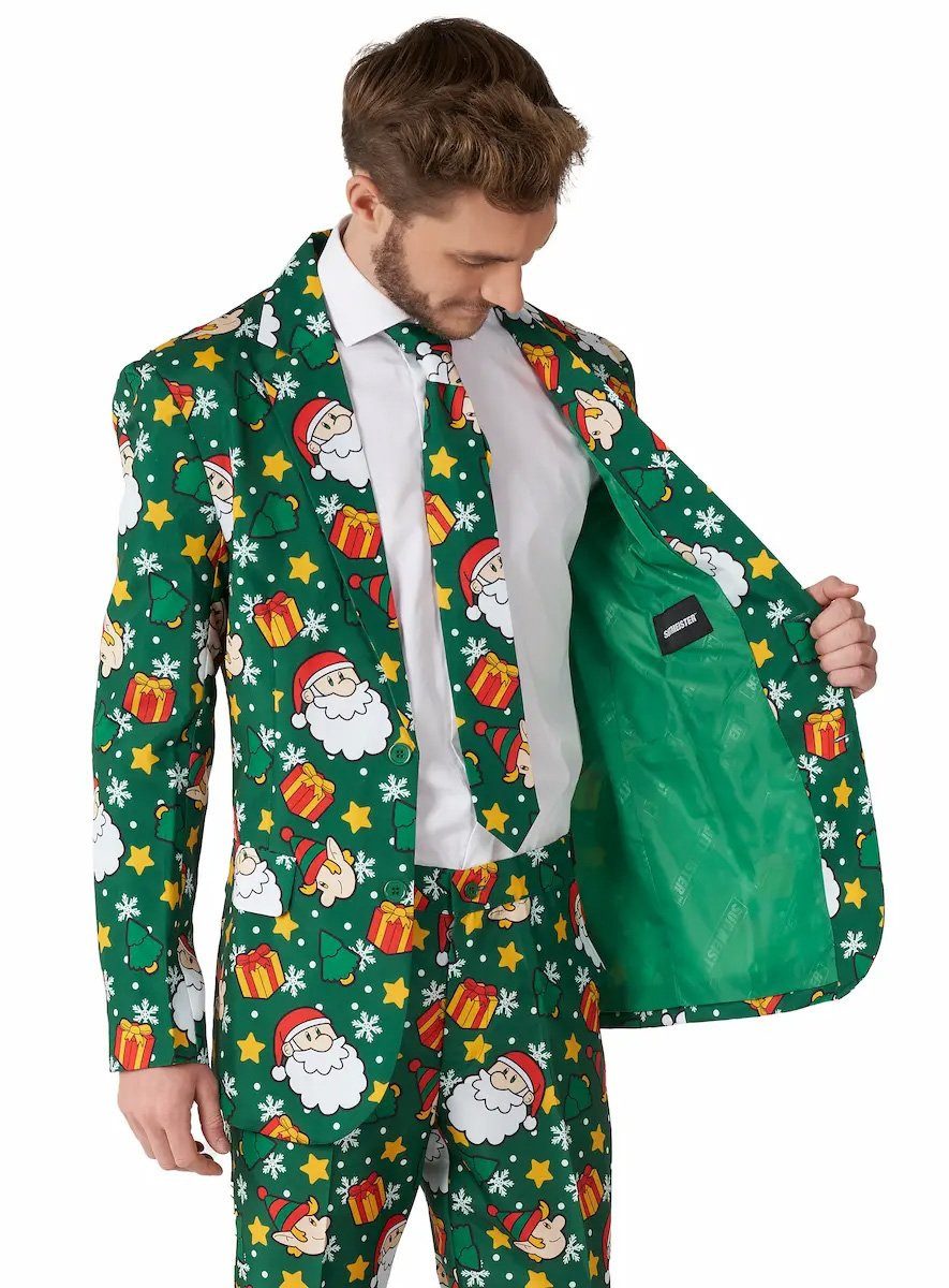 Opposuits Partyanzug Santa Elves Anzug, Kunterbunt mit weihnachtlichen Wichteln