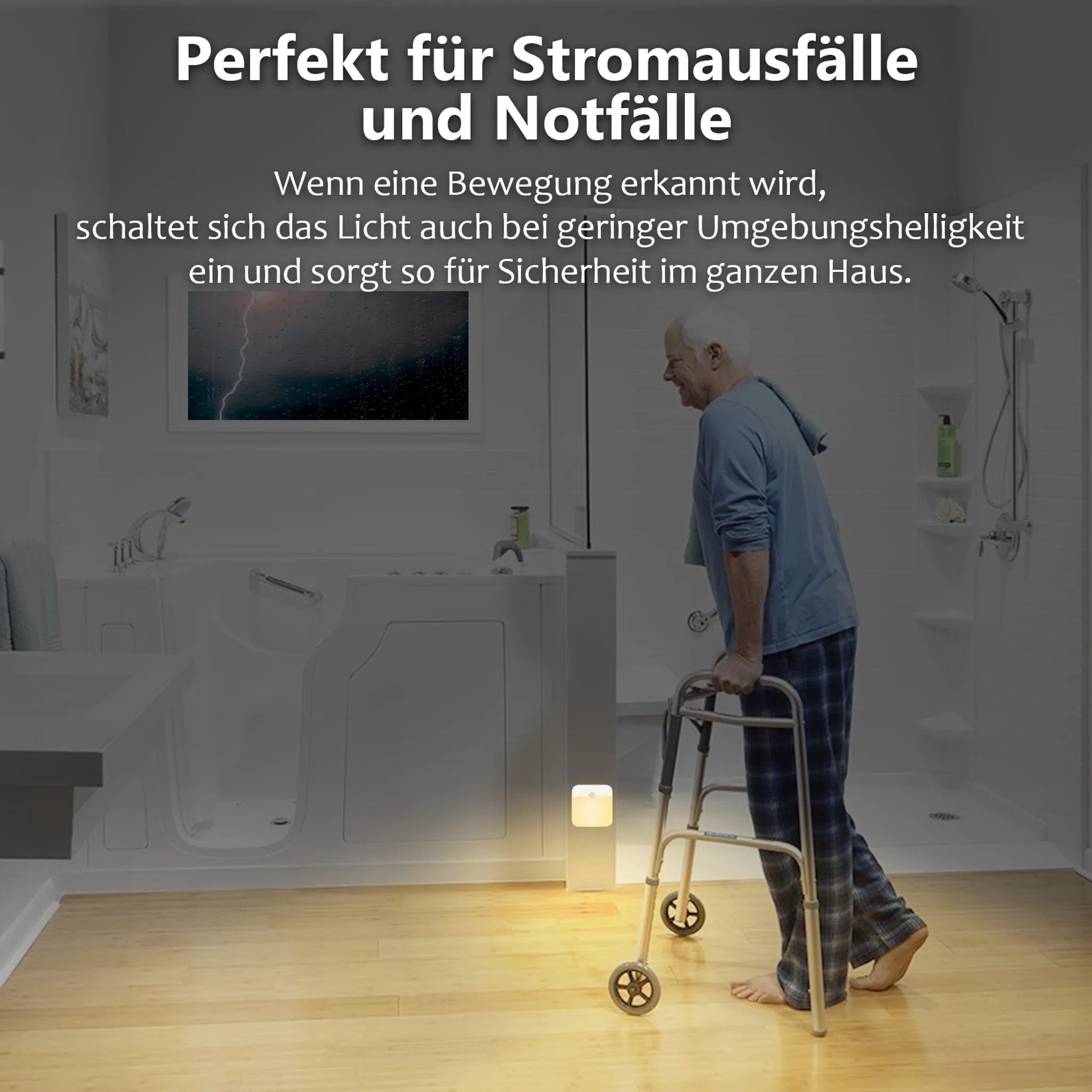 Athlix LED Nachtlicht 3er Pack Nachtlichter mit Bewegungsmelder aufladbar Warmweiß, LED fest integriert, AUTO OFF/ON-Modi, Infrarot-Bewegungssensor – Bild 5 von 5
