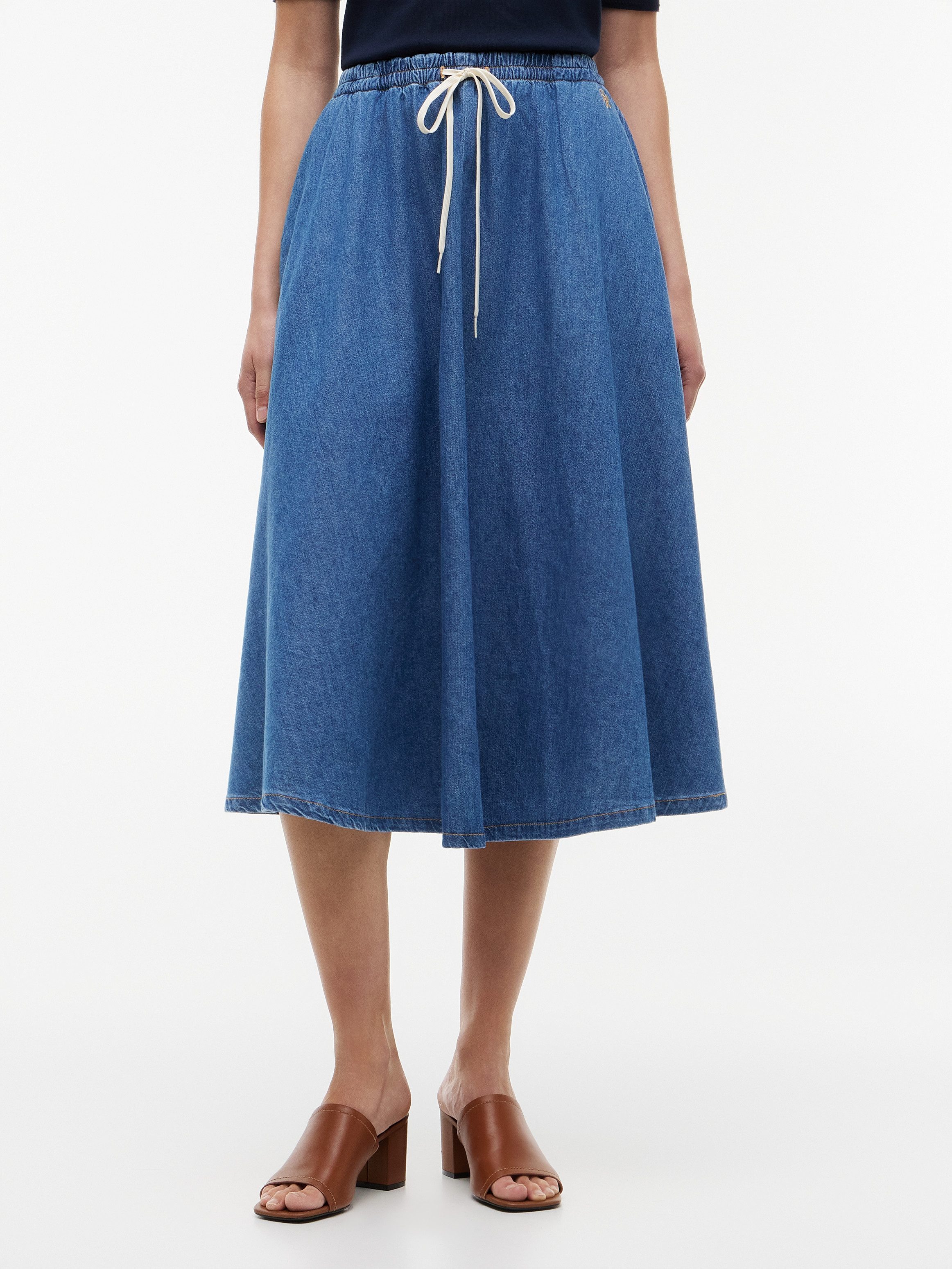 Tommy Hilfiger Jeansrock MIDI FLARED SKIRT MIA RW Baumwolle, in ausgestellter Form