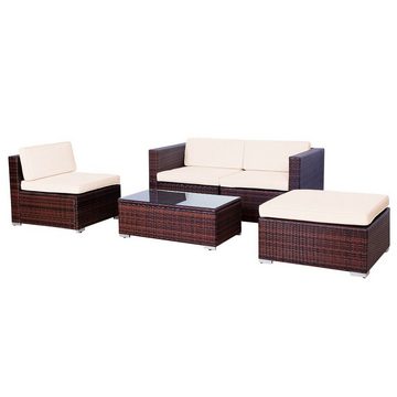 SVITA Loungeset CALIFORNIA, (Gartenlounge, 5-tlg., Poly-Rattan), Ecksofa, Bezüge abnehmbar, Wetterfest, UV-Lichtbeständig