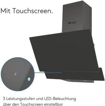 wiggo Kopffreihaube Dunstabzugshaube 60cm kopffrei grau, Abluft Umluft Dunstabzug 300m³/h - LED Touch-Display 3 Stufen