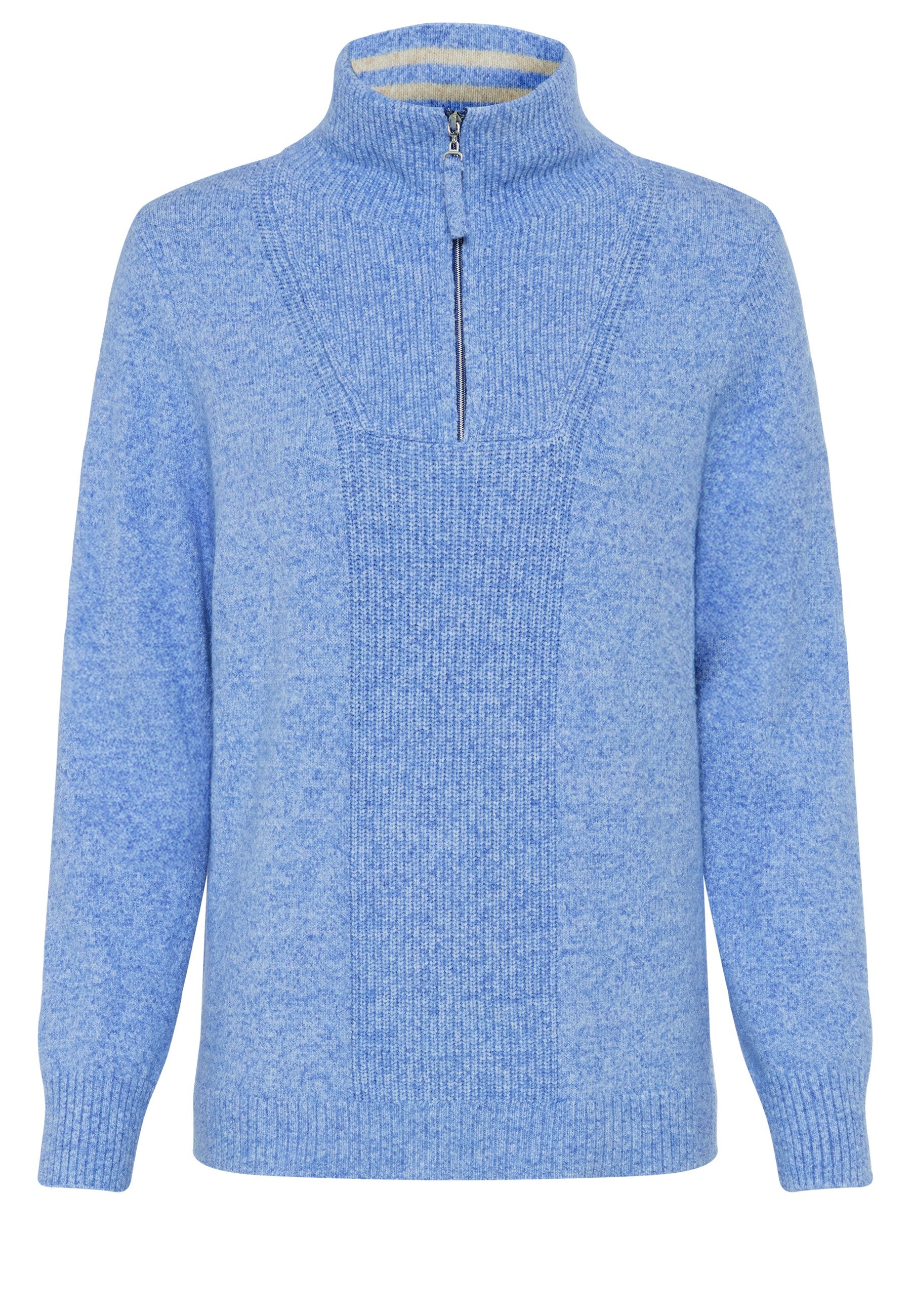 Olsen Strickpullover mit Troyerkragen und Reißverschluss