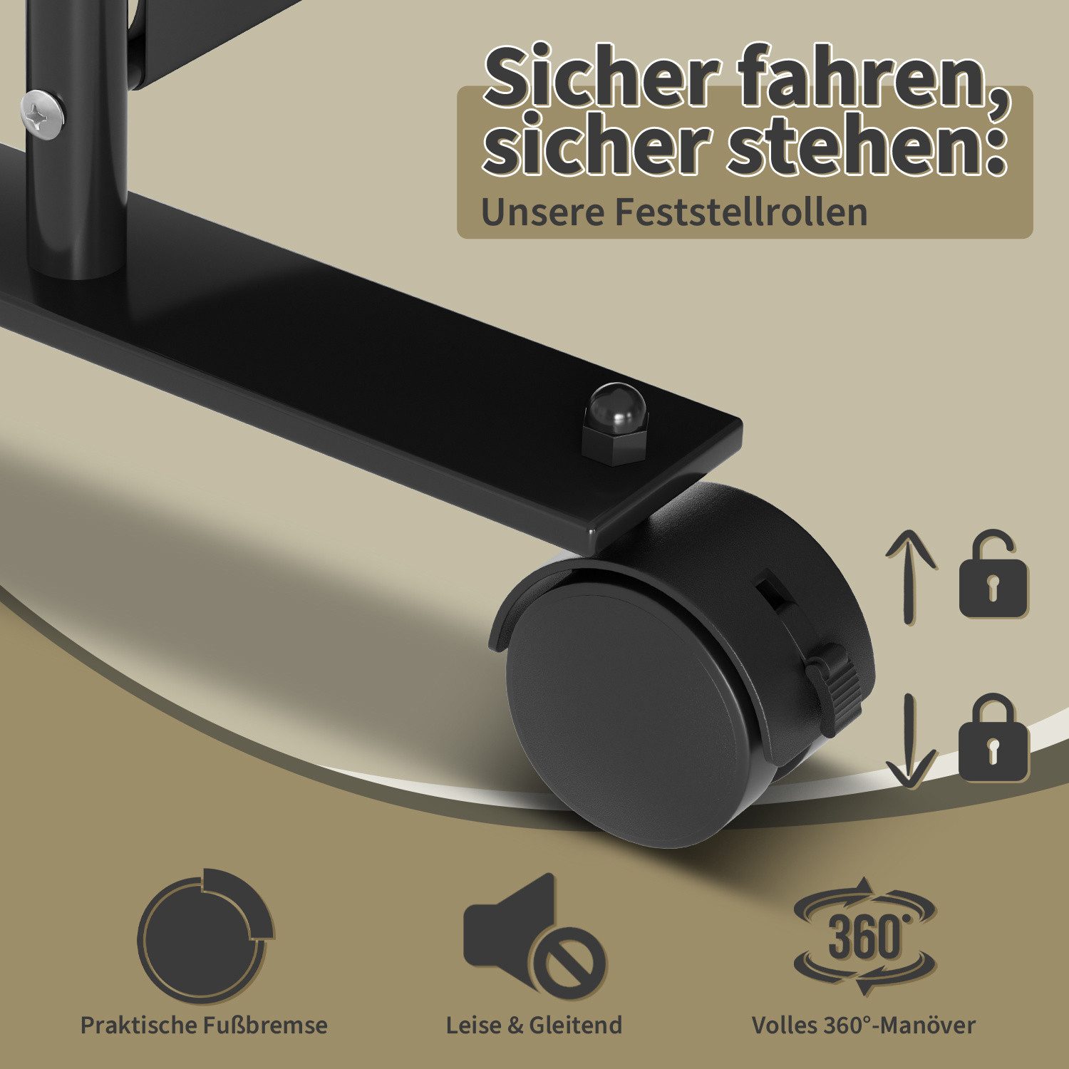 Clanmacy Paravent Trennwand auf Rollen Sichtschutz Raumteiler Klappbar Outdoor Garten – Bild 5 von 5
