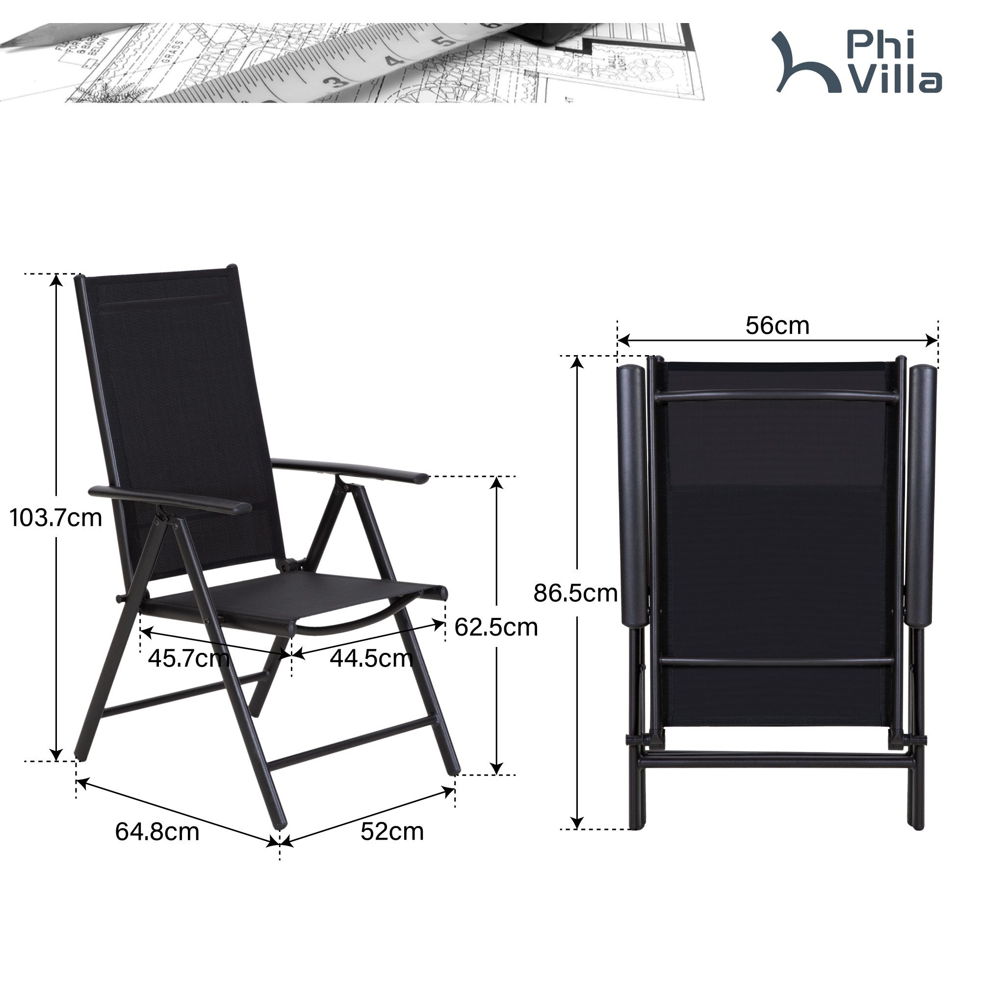 PHI VILLA Gartenstuhl (6X verstellbar mit günstig online kaufen