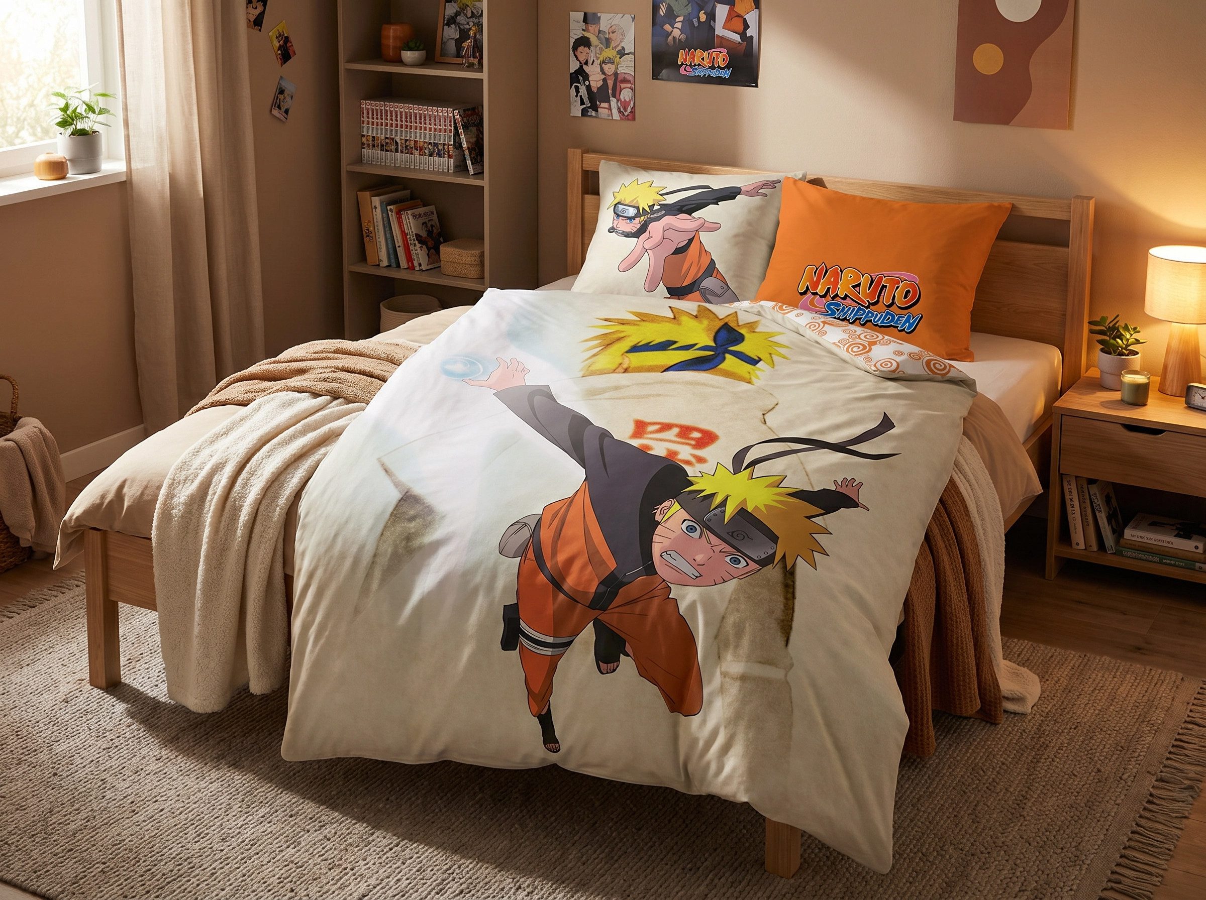 Naruto Bettwäsche Anime Naruto Shippuden Kinder Bettwäsche 2tlg. Set 135x200 80x80, 2 teilig, Baumwolle