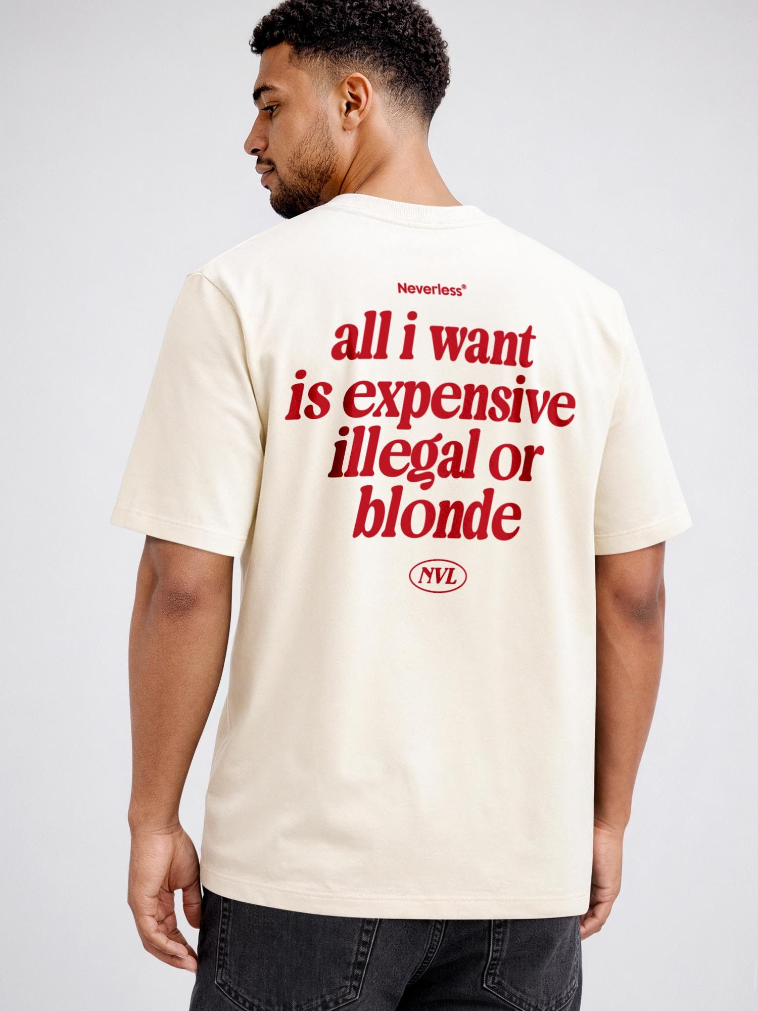Neverless Oversize-Shirt Herren T-Shirt - Design expensive or blonde - Relaxed Fit Printshirt mit Print – Bild 2 von 5