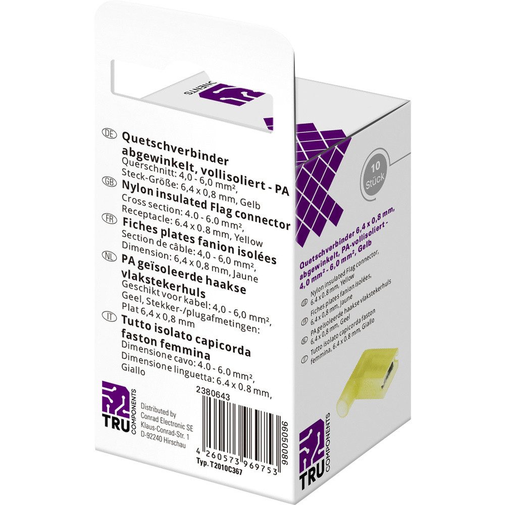 Thumbnail - TRU COMPONENTS Flachsteckhülse TRU COMPONENTS T2010C367 Quetschverbinder-Sortiment Steckbreite: 6.4, T2010C367