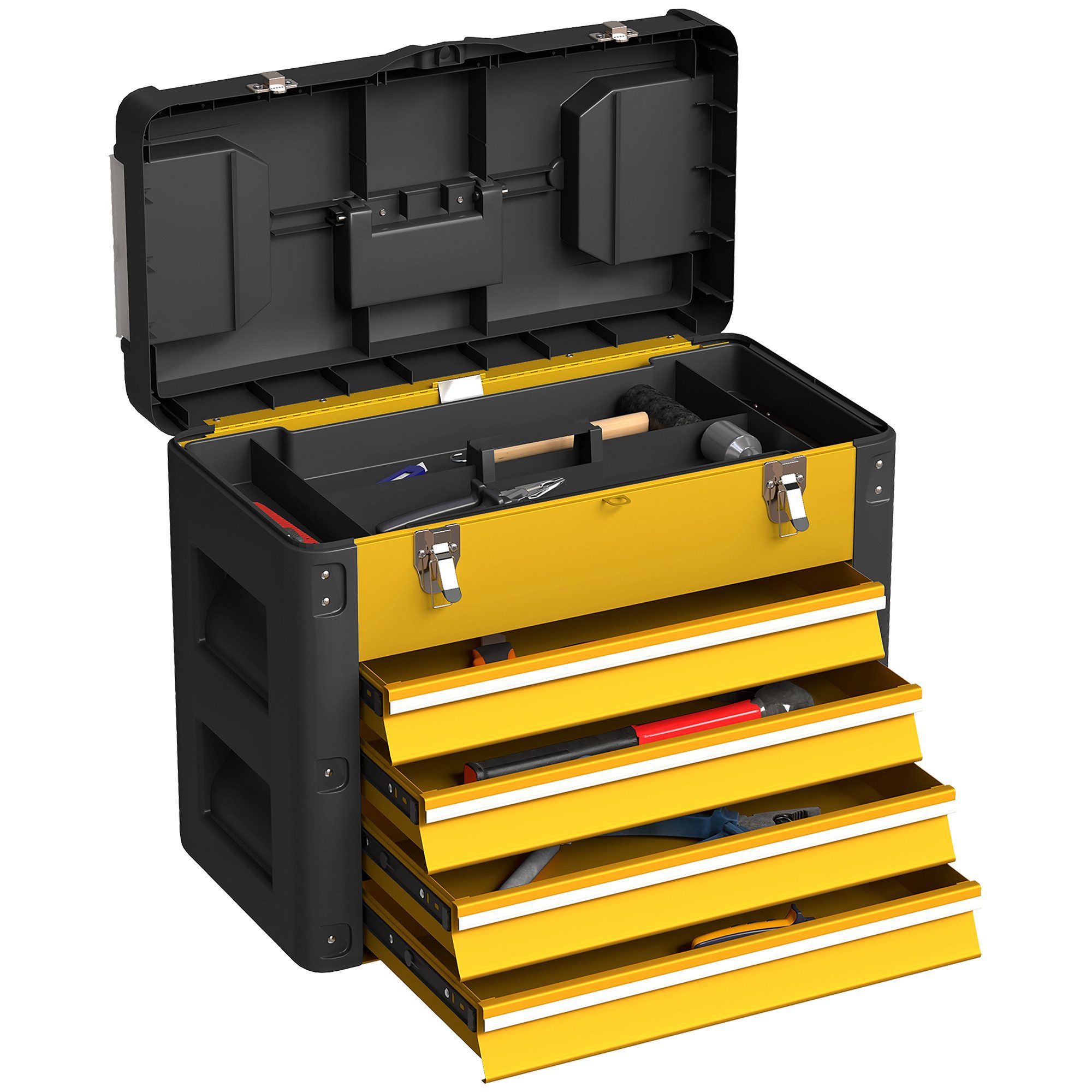 HOMCOM Werkzeugbox Werkzeugkasten Haushalt Werkstatt (Set, 1 St., 1-tlg), 4 Schubladen, tragbar, Mini-Boxen
