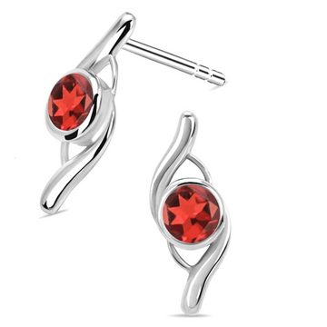 Limana Paar Ohrstecker Damen echte rote Granat Ohrringe 925 Sterling Silber mit Edelstein (mit Herz Gravur Dose), Frauen Geschenk Idee Geschenkidee Schmuck für jeden Tag