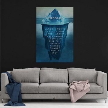 Hustling Sharks Leinwandbild Motivationsbild als Leinwandbild "Eisberg des Erfolgs", handgefertigtes Leinwandbild
