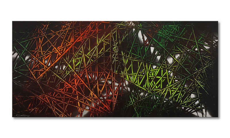 WandbilderXXL Gemälde Jungle Fever 150 x 70 cm, Abstraktes Gemälde, handgemaltes Unikat