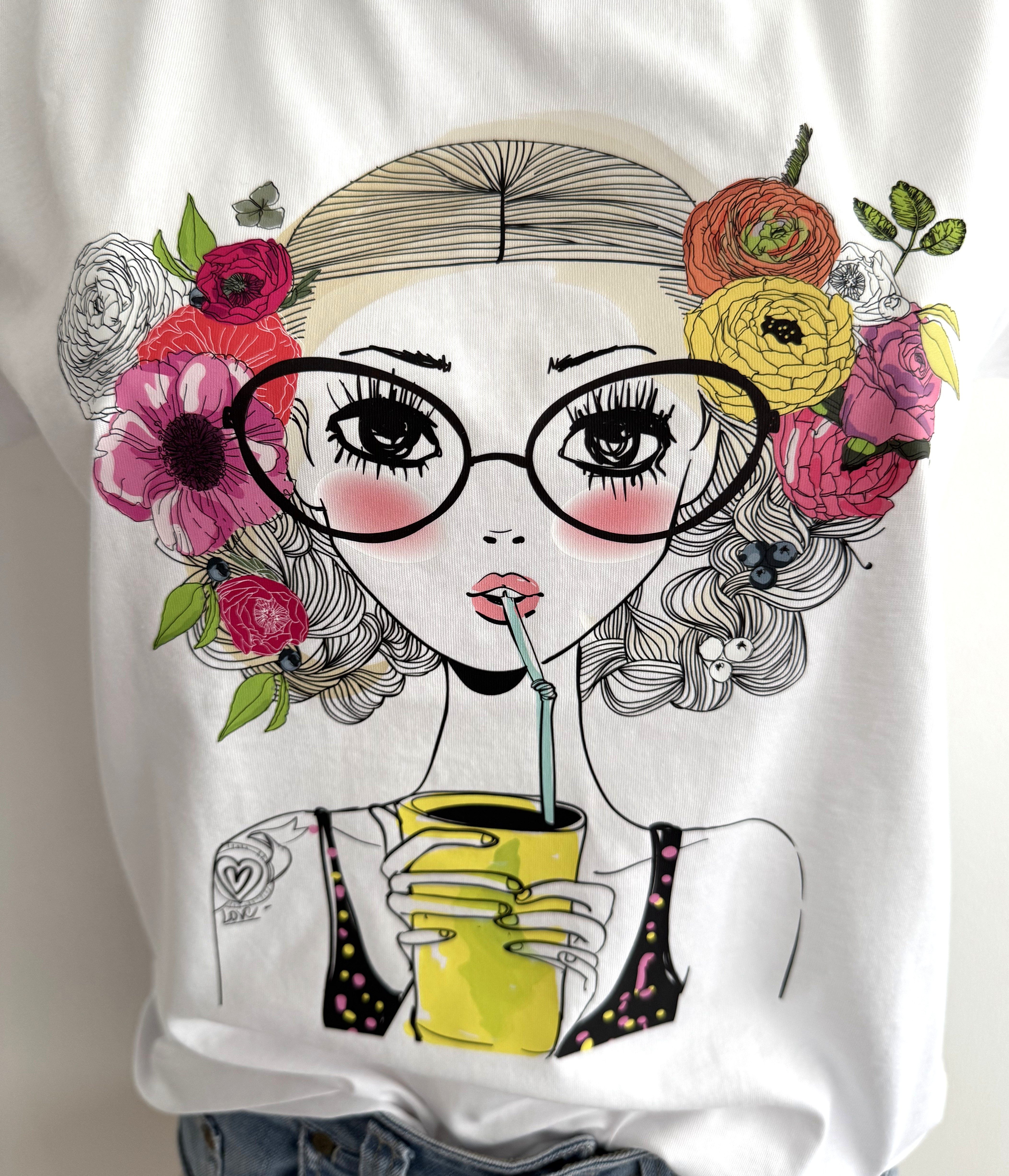 Zuckerwatte Print-Shirt Rundhalsshirt mit Boho Frontdruck günstig online kaufen