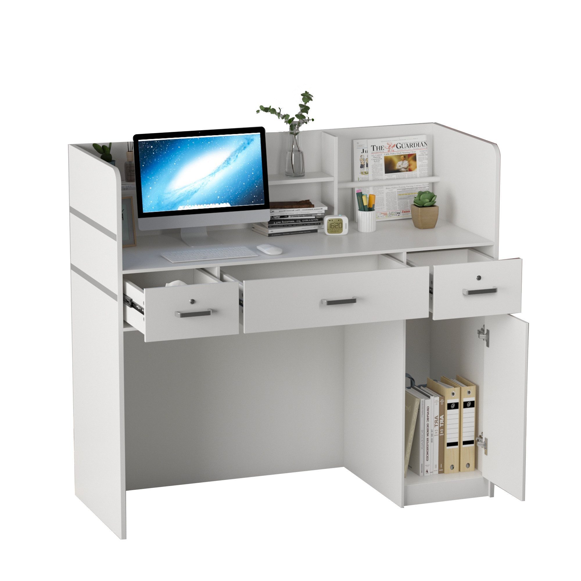 FUFU&GAGA Empfangstheke 3 Schubladen und Ablageflächen 120cm B günstig online kaufen