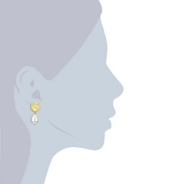 Lulu & Jane Perlenohrringe Ohrhänger gelbgold Perle (synth) weiß