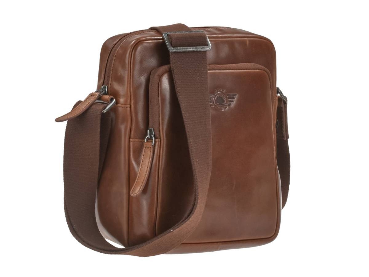 Greenburry Umhängetasche "Waxy Vintage" Schultertasche für Damen und Herren 20x24cm, kompaktes Format mit vielen Fächern und 150cm Schultergurt