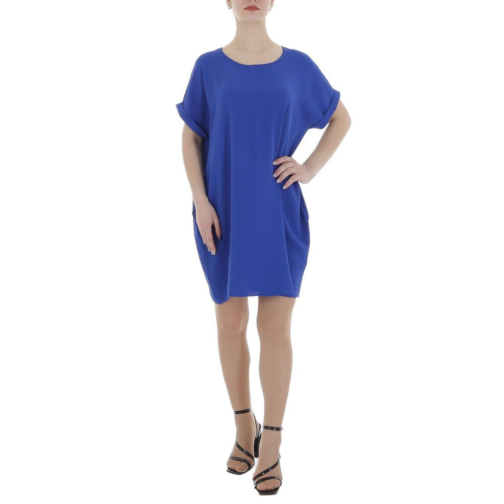 Ital-Design Tunikakleid Damen Freizeit (86164448) Kreppoptik/gesmokt Kleid in Blau