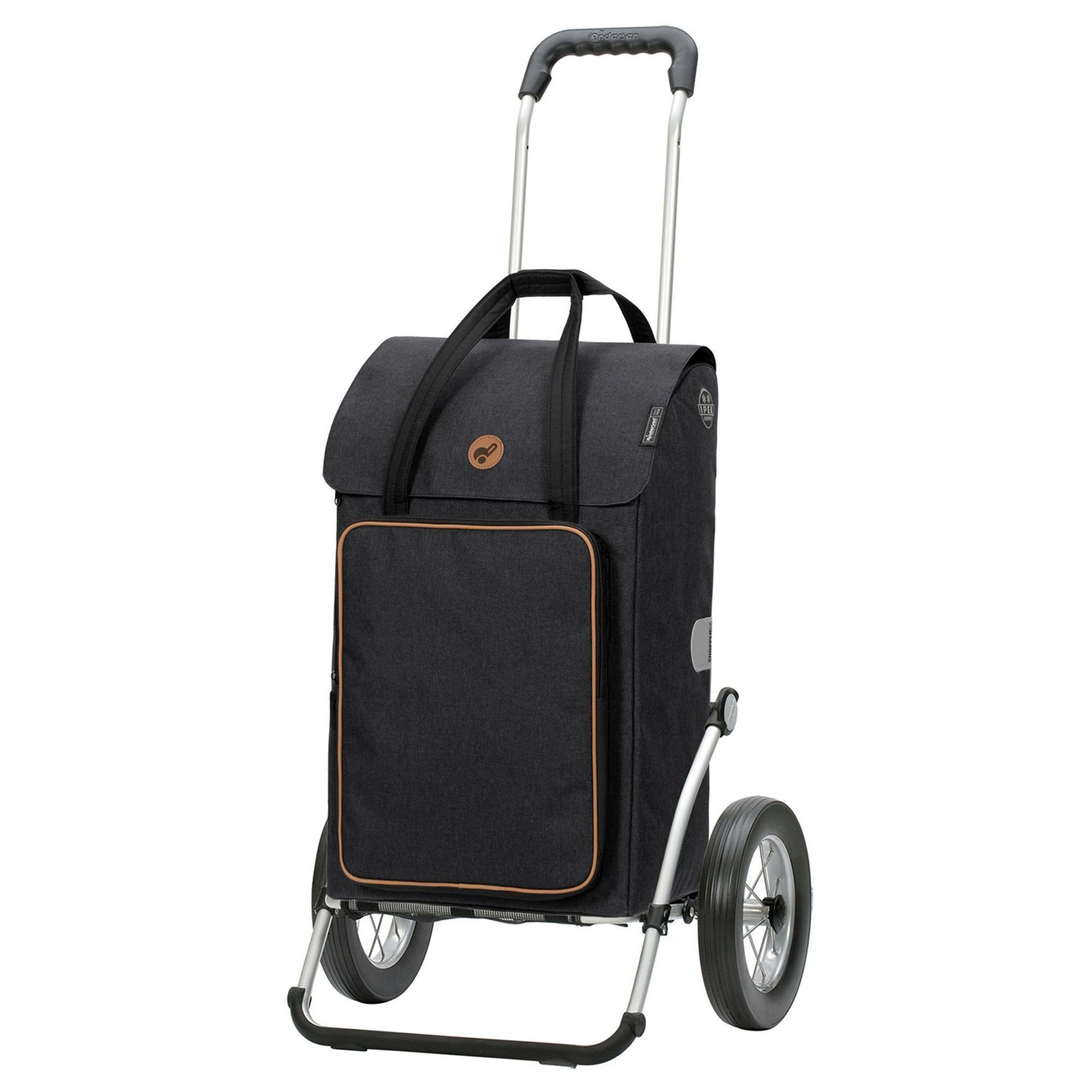 ANDERSEN Einkaufstrolley Hedda Schwarz – Klappbar, Mit 51 L Tasche & Aluminium-Gestell
