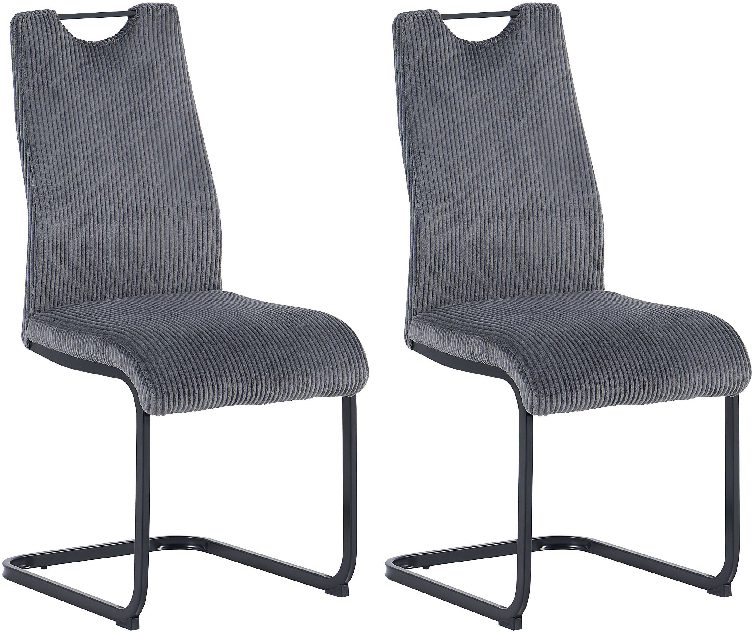 byLIVING Freischwinger CAPRI (Set, 2 St), Grob-Cord, bis 110 kg, Schaumstoff, Schwingstuhlgestell, mit Griff