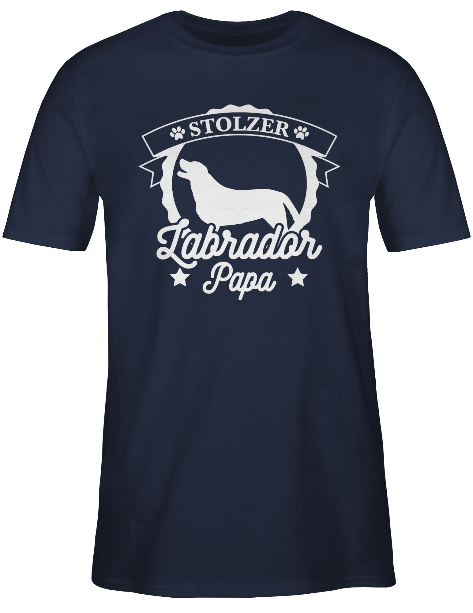 Shirtracer T-Shirt Geschenk Blau Labrador 3 Navy Papa Stolzer Hundebesitzer für