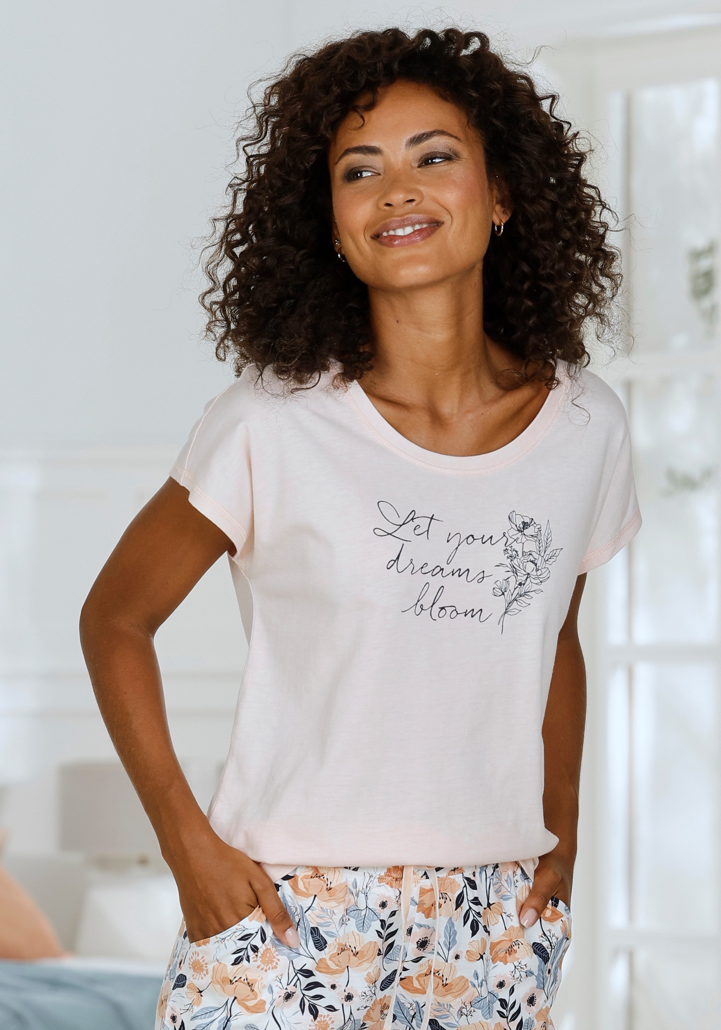 Vivance Dreams by Lascana Pyjamaoberteil mit Frontdruck