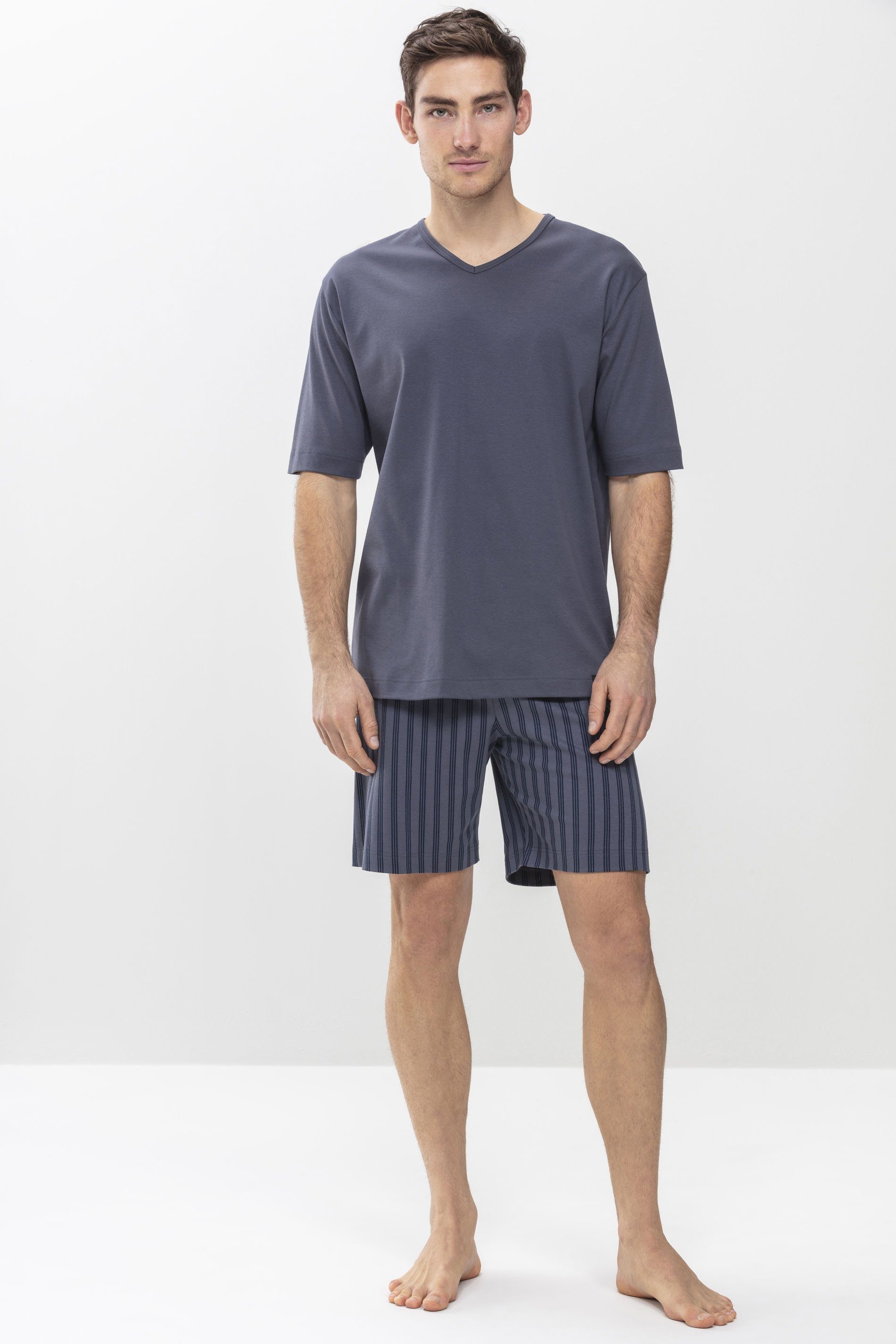 Mey (1-tlg) Soft T-Shirt gestreift Melton Grey Uni, Serie