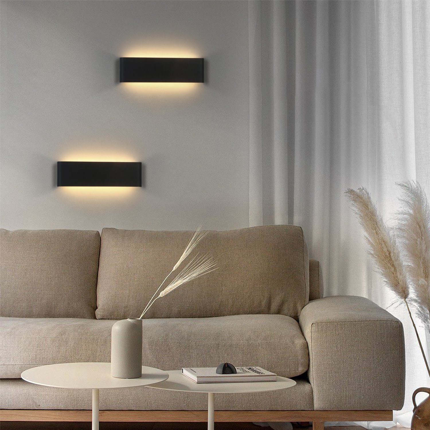 LED Metall 1 integriert, fest Warmweiß, Wohnzimmer, Nacht- ZMH Wandleuchte Stück Flurlampe Modern Stück, schwarz Beleuchtung 1 LED