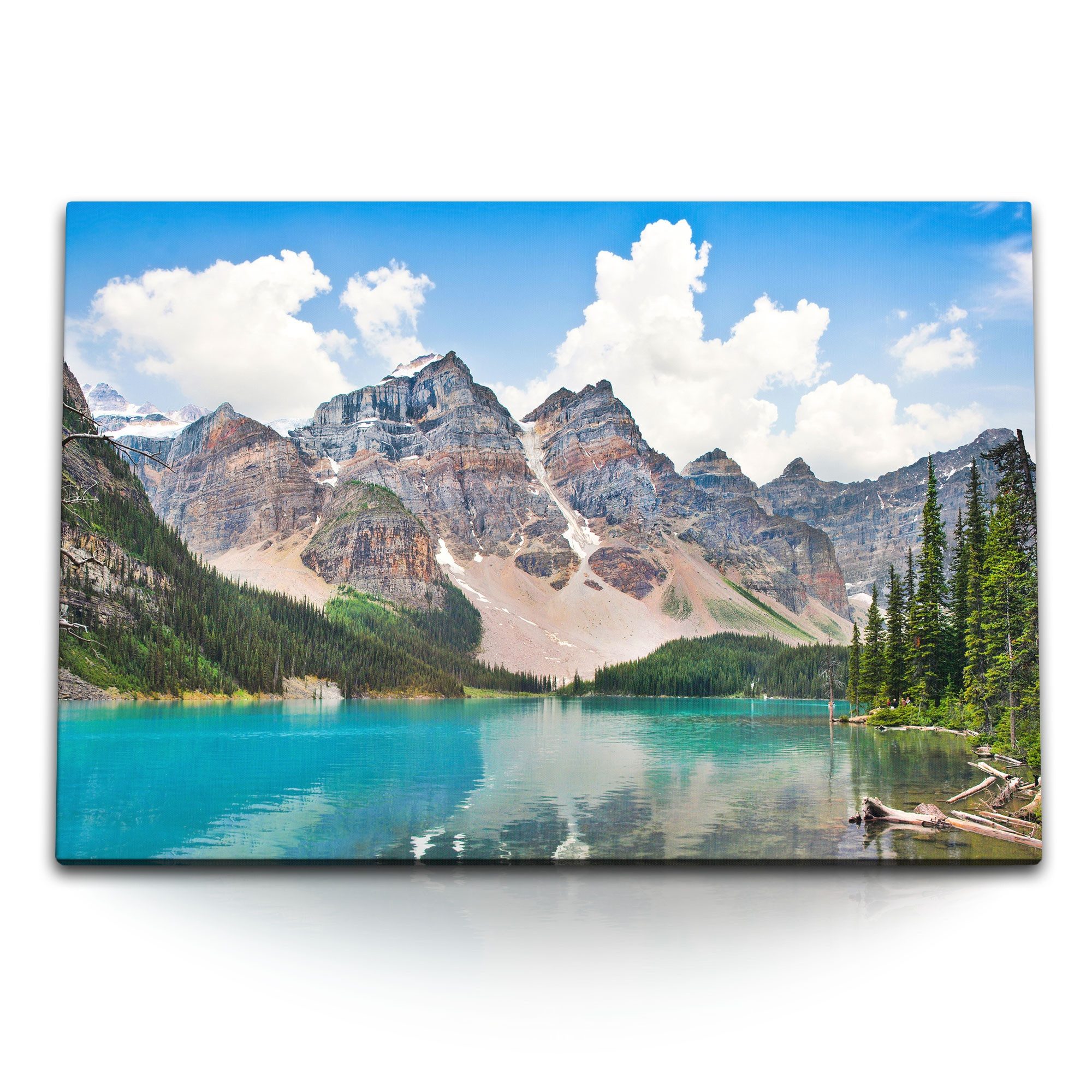 Leinwandbild 120x80cm Wandbild auf Leinwand Rocky Mountains USA Berge Bergsee Natur